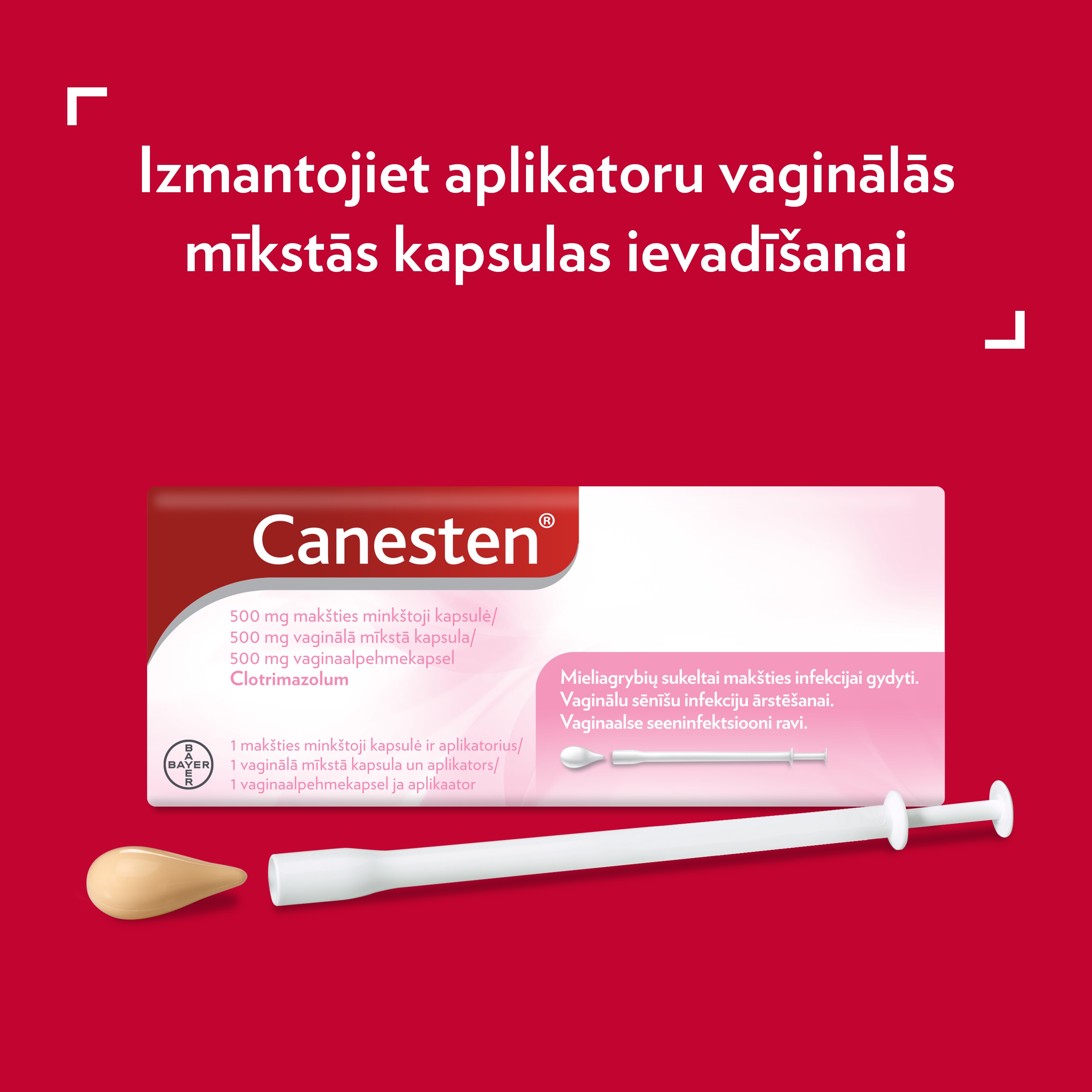 Canesten 500 mg vaginālā mīkstā kapsula ar aplikatoru