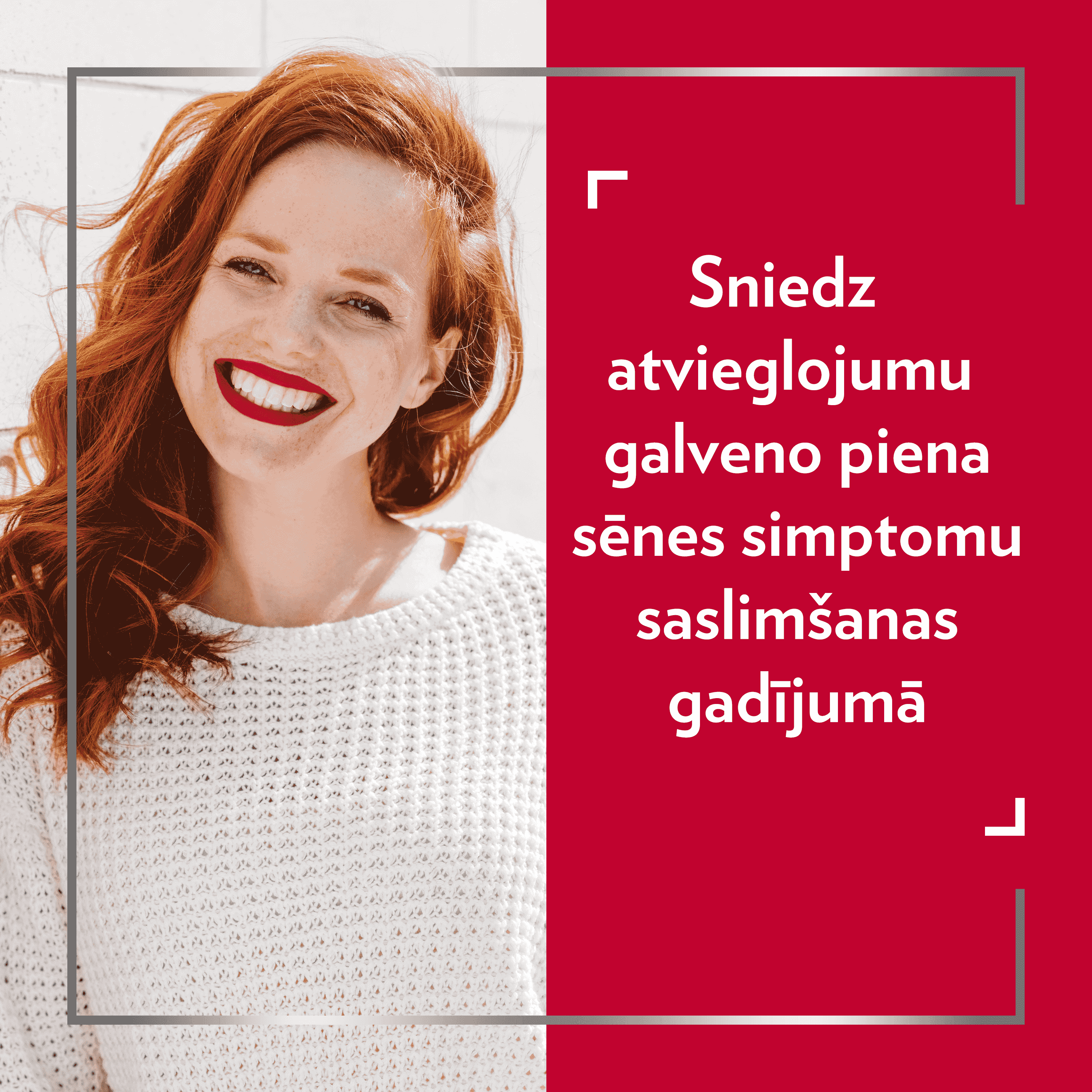 Smaidoša rudmataina sieviete.